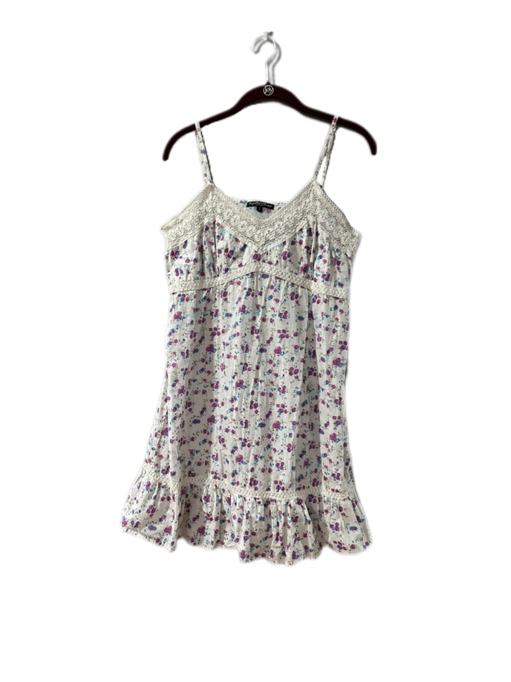 Y2K Agatha Velmont White Floral Lace Trim Mini Slip Dress